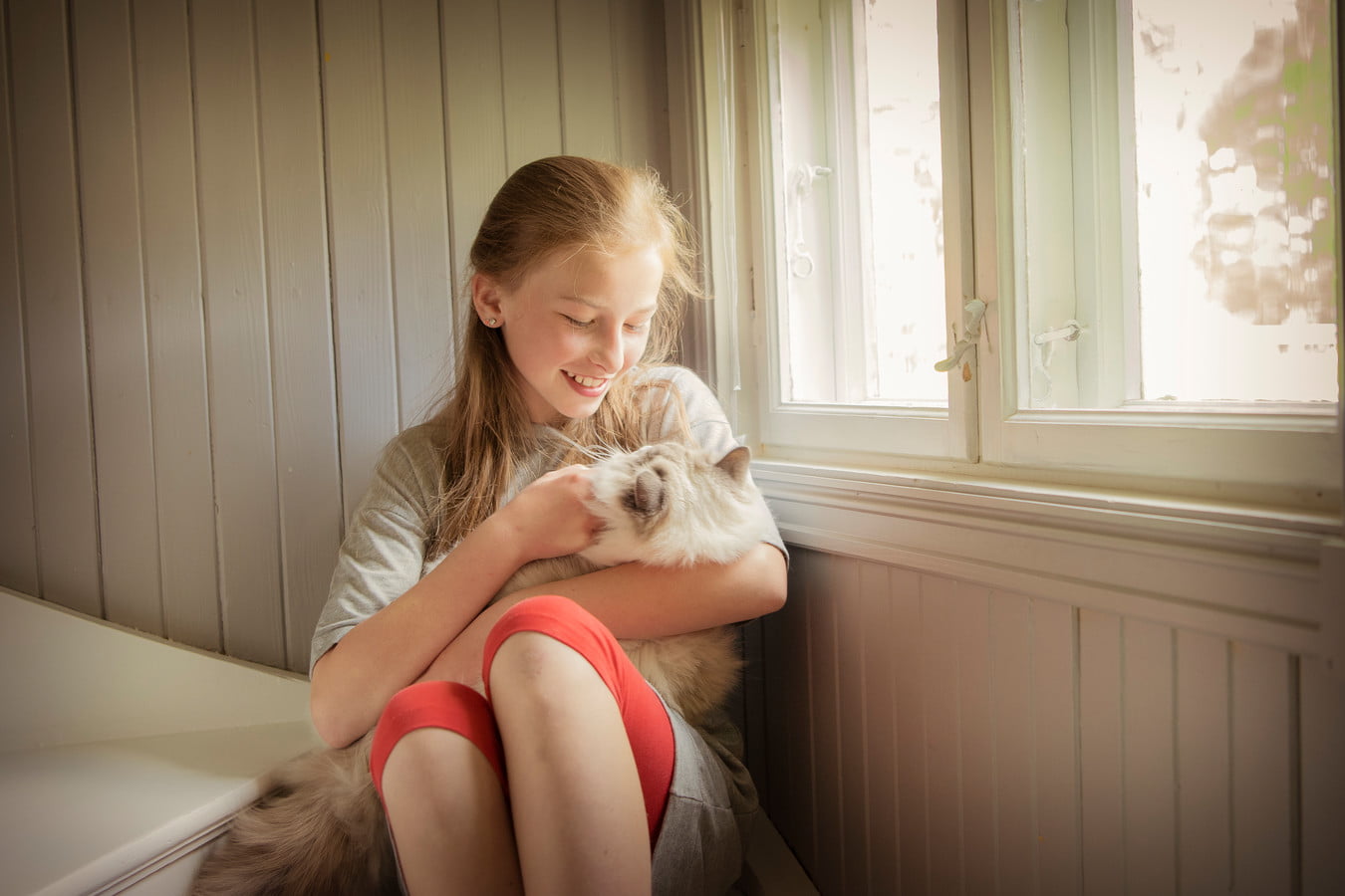 jente med katt